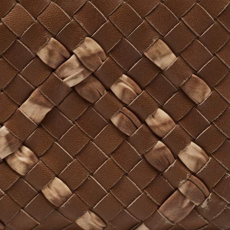 Pre Owned Bottega Veneta Brown Intrecciato Leather Zip Around Wallet