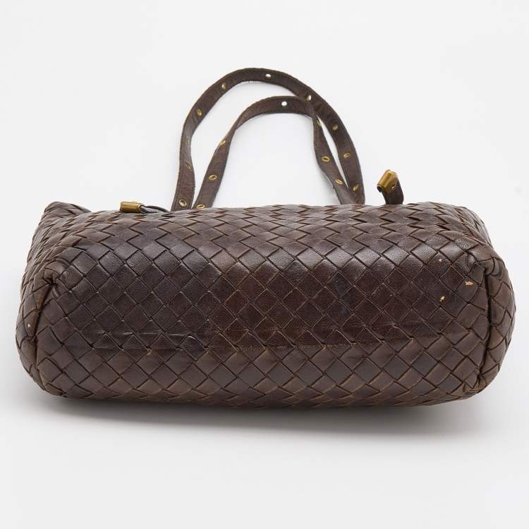 Pre Owned Bottega Veneta Brown Intrecciato Leather Tote