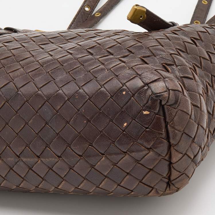 Pre Owned Bottega Veneta Brown Intrecciato Leather Tote