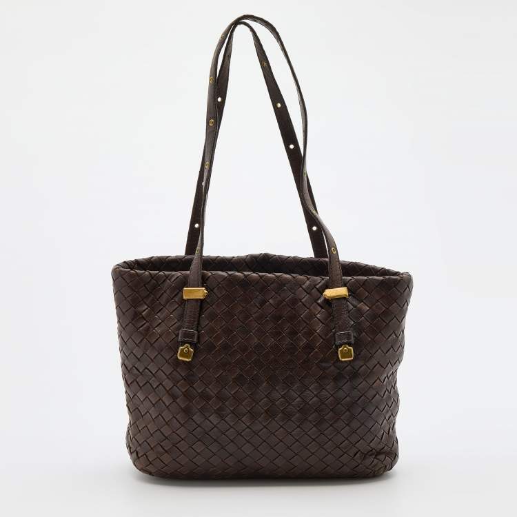 Pre Owned Bottega Veneta Brown Intrecciato Leather Tote
