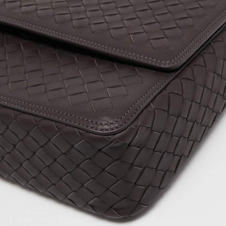 Pre Owned Bottega Veneta Mauve Intrecciato Leather Alumna Top Handle Bag