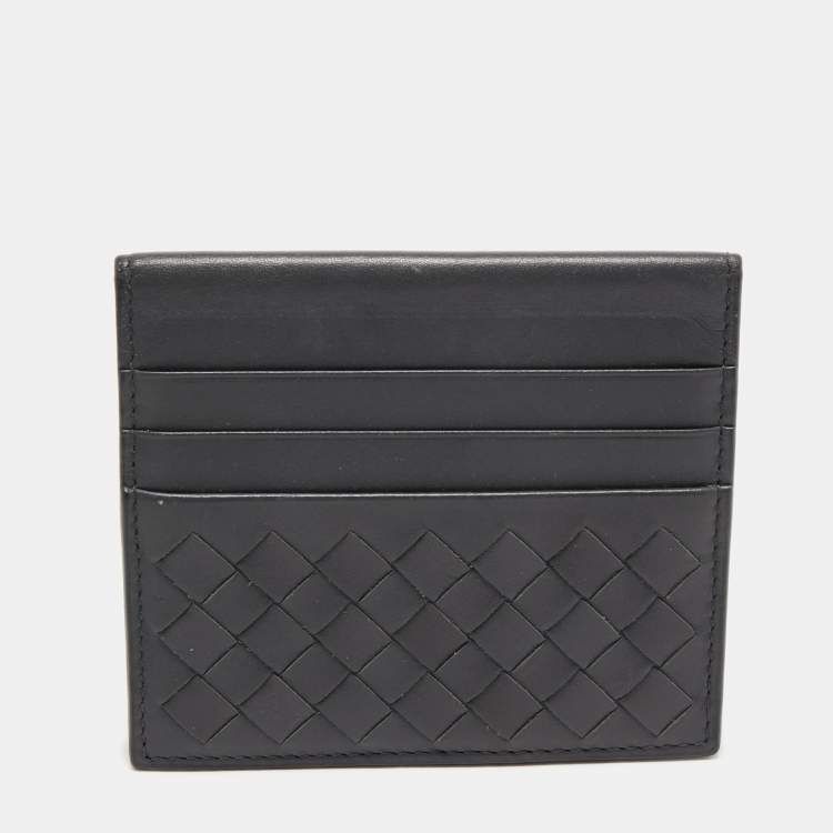 مملوكة مسبقًا Bottega Veneta Dark Grey Intrecciato Leather Bifold Card Holder