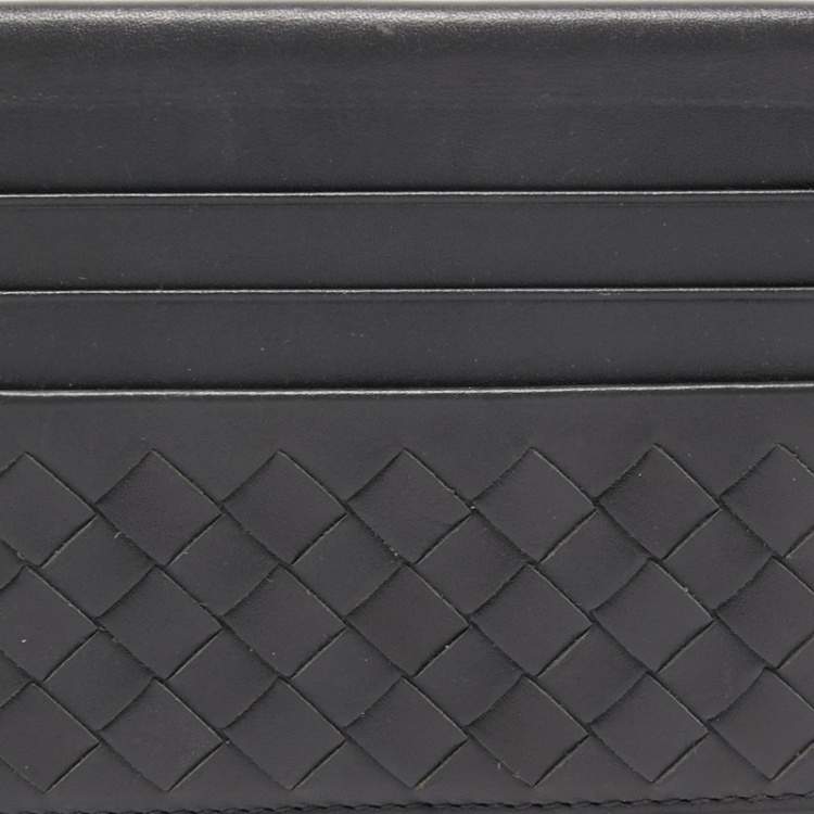 مملوكة مسبقًا Bottega Veneta Dark Grey Intrecciato Leather Bifold Card Holder