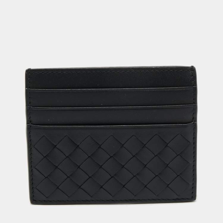 مملوكة مسبقًا Bottega Veneta Black Intrecciato Leather Card Holder