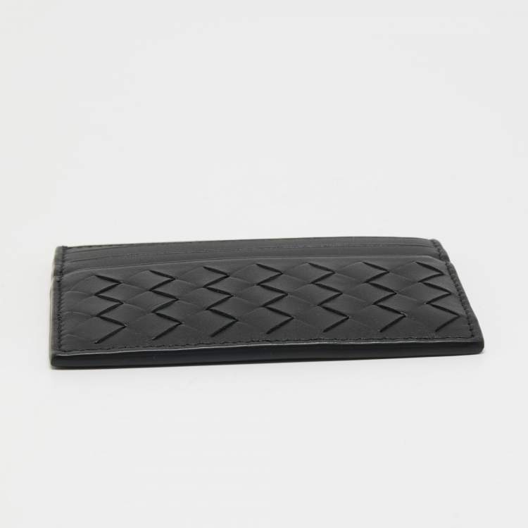 مملوكة مسبقًا Bottega Veneta Black Intrecciato Leather Card Holder