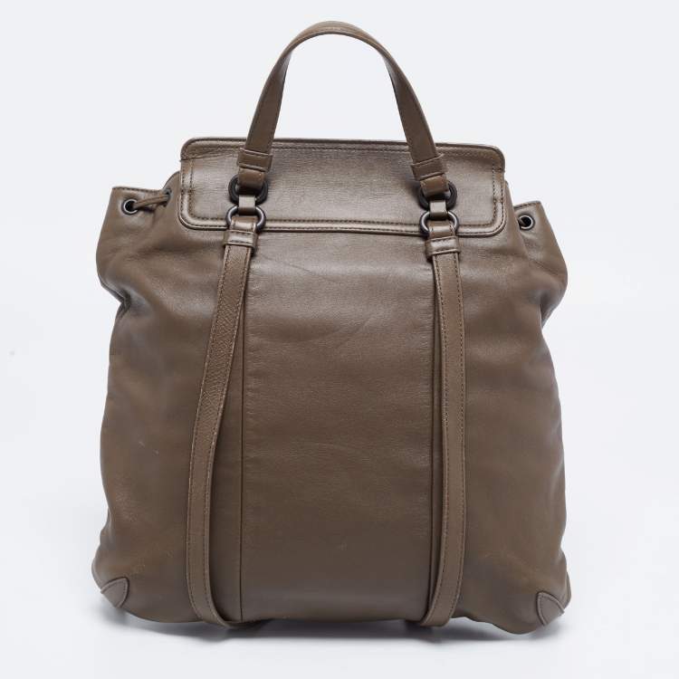 Pre Owned Bottega Veneta Brown Intrecciato Leather Backpack 