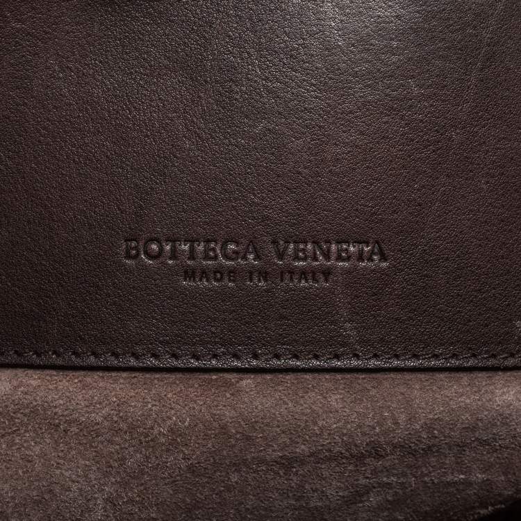 Pre Owned Bottega Veneta Brown/Black Intrecciato Patent Leather and Suede Cabat Tote