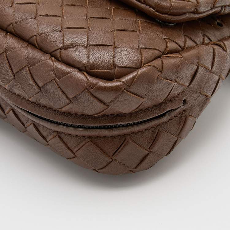 Pre Owned Bottega Veneta Brown Intrecciato Leather Mini Crossbody Bag