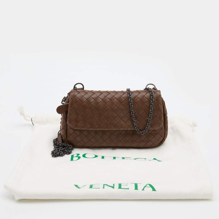 Pre Owned Bottega Veneta Brown Intrecciato Leather Mini Crossbody Bag
