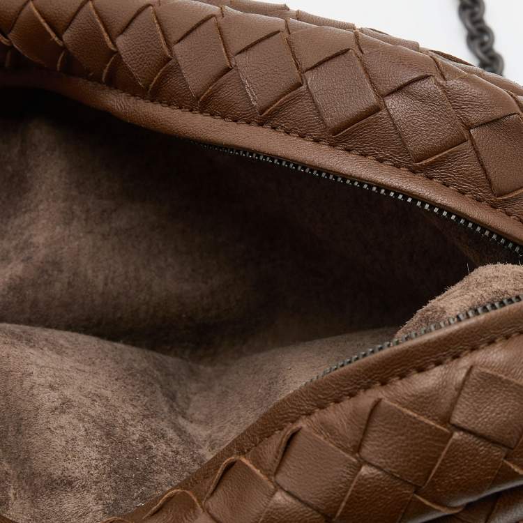 Pre Owned Bottega Veneta Brown Intrecciato Leather Mini Crossbody Bag