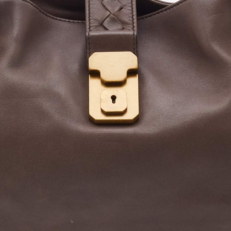 Pre Owned Bottega Veneta Brown Leather Napoli Bag