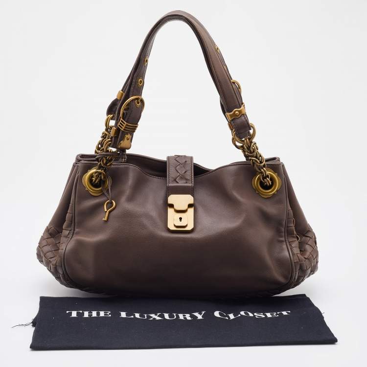 Pre Owned Bottega Veneta Brown Leather Napoli Bag