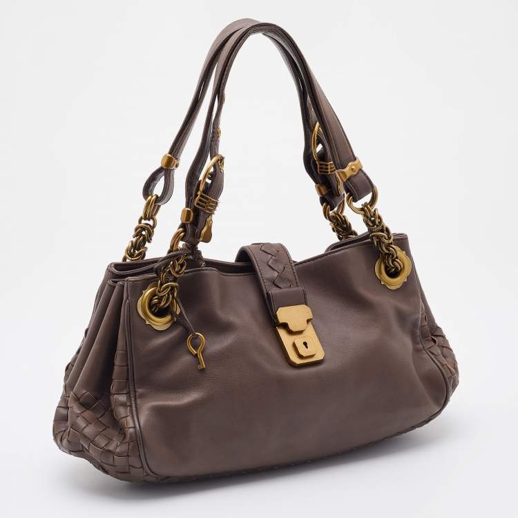 Pre Owned Bottega Veneta Brown Leather Napoli Bag