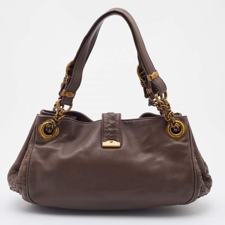 Pre Owned Bottega Veneta Brown Leather Napoli Bag