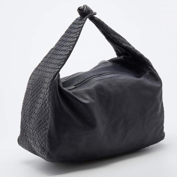 Pre Owned Bottega Veneta Purple Intrecciato Leather Knot Hobo