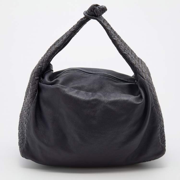 Pre Owned Bottega Veneta Purple Intrecciato Leather Knot Hobo