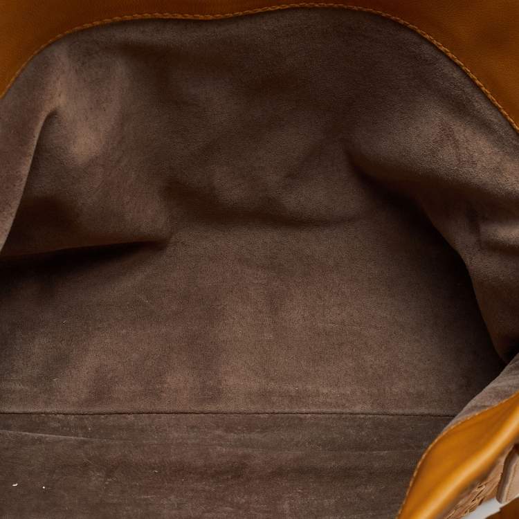 Pre Owned Bottega Veneta Mustard Intrecciato Leather Roma Tote