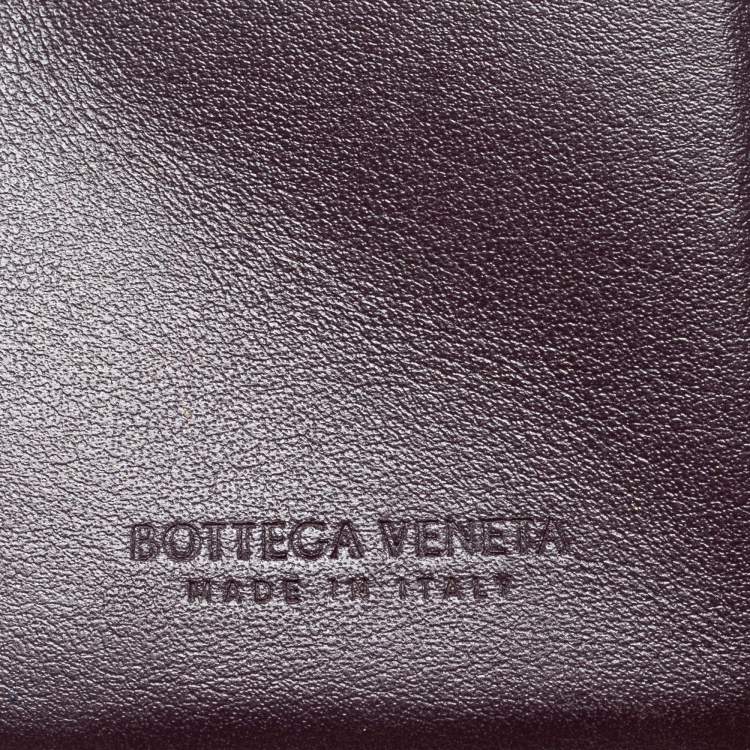 Pre Owned Bottega Veneta Dark Burgundy Leather Cassette Wallet