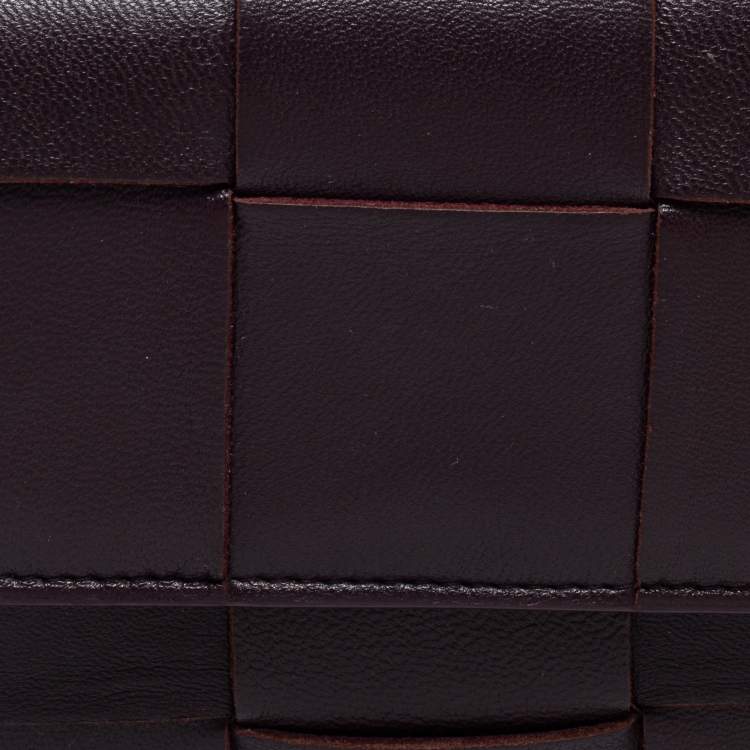 Pre Owned Bottega Veneta Dark Burgundy Leather Cassette Wallet