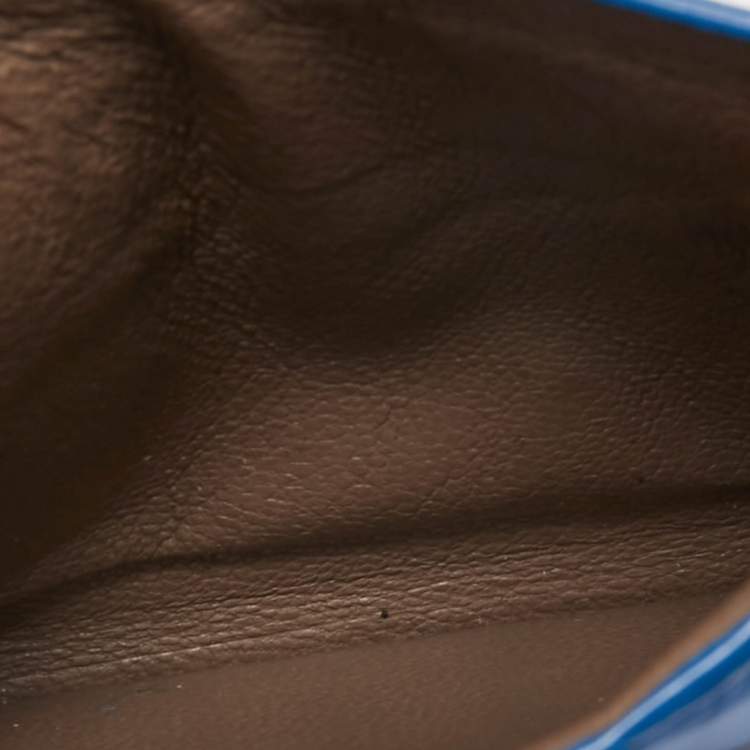 Pre Owned Bottega Veneta Blue Intrecciato Leather Card Holder 