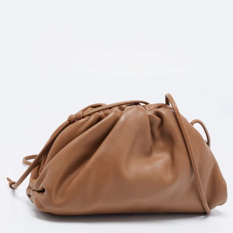 Pre Owned Bottega Veneta Brown Leather Mini The Pouch Clutch Bag