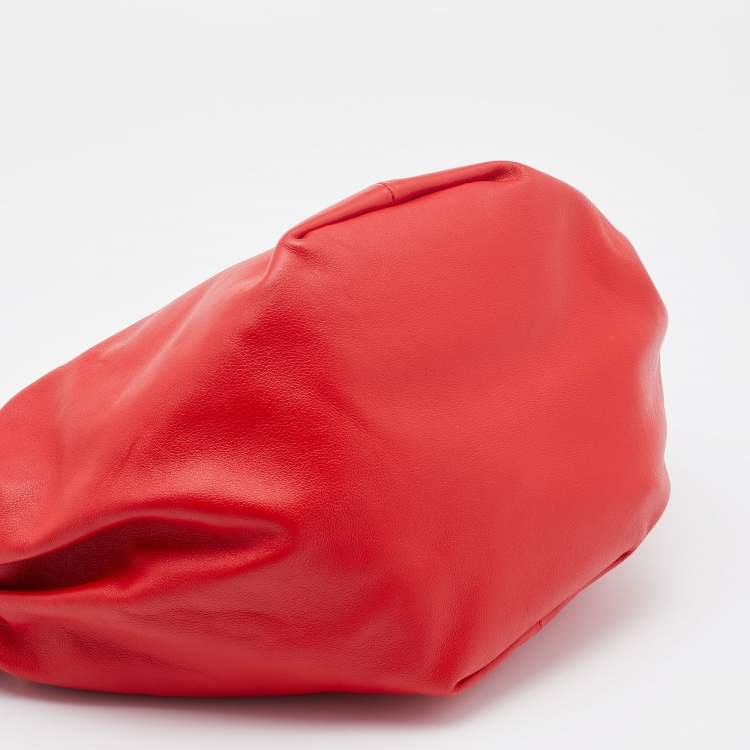 Pre Owned Bottega Veneta Red Leather Mini Double Knot Hobo