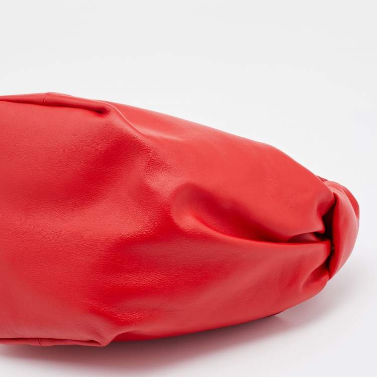 Pre Owned Bottega Veneta Red Leather Mini Double Knot Hobo