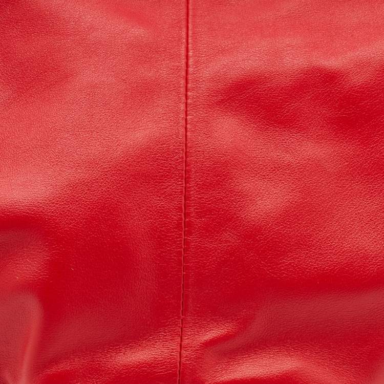 Pre Owned Bottega Veneta Red Leather Mini Double Knot Hobo
