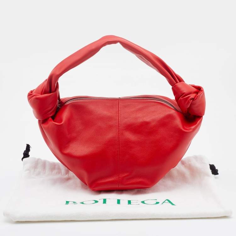 Pre Owned Bottega Veneta Red Leather Mini Double Knot Hobo