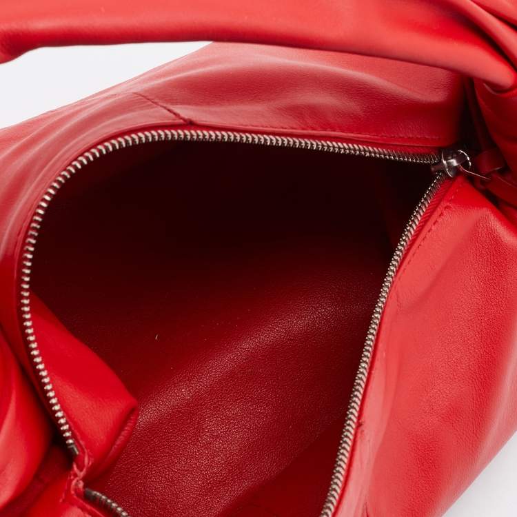 Pre Owned Bottega Veneta Red Leather Mini Double Knot Hobo