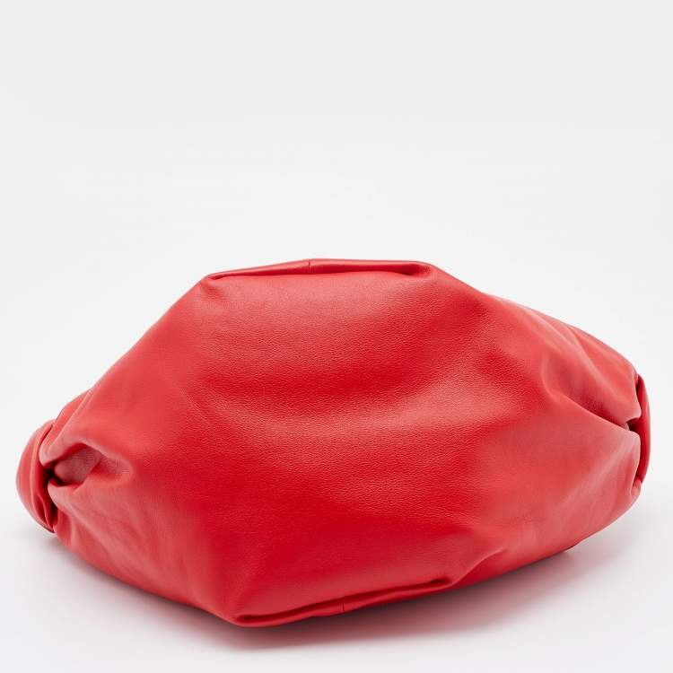 Pre Owned Bottega Veneta Red Leather Mini Double Knot Hobo