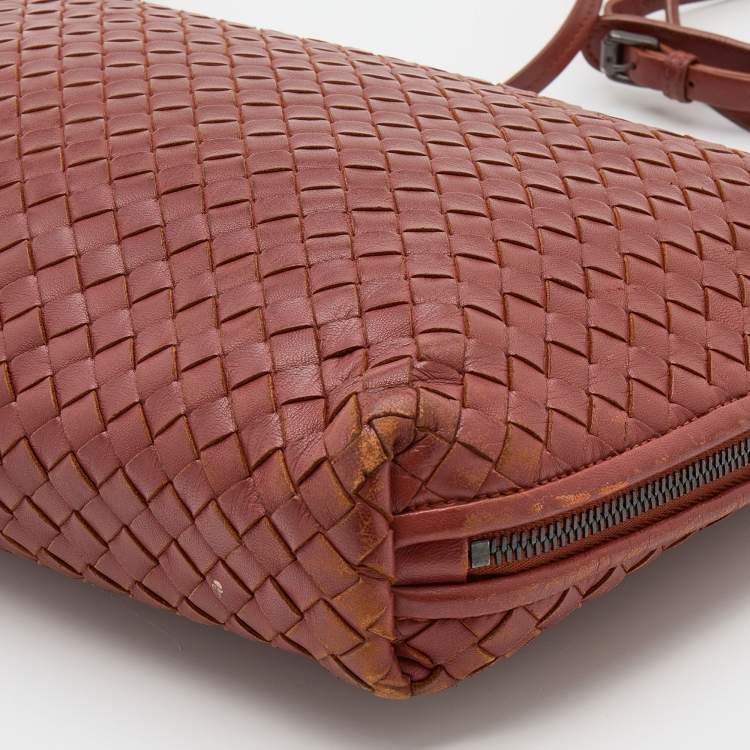 Pre Owned Bottega Veneta Brown Intrecciato Leather Nodini Shoulder Bag