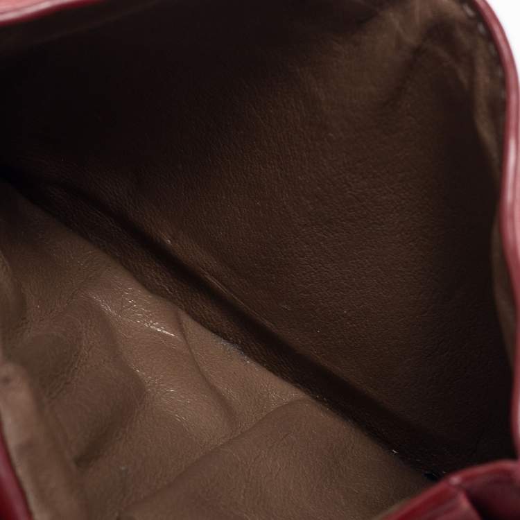 Pre Owned Bottega Veneta Red Leather Zip Card Holder