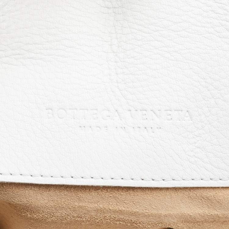 Pre Owned Bottega Veneta White Leather Braided Edge Satchel