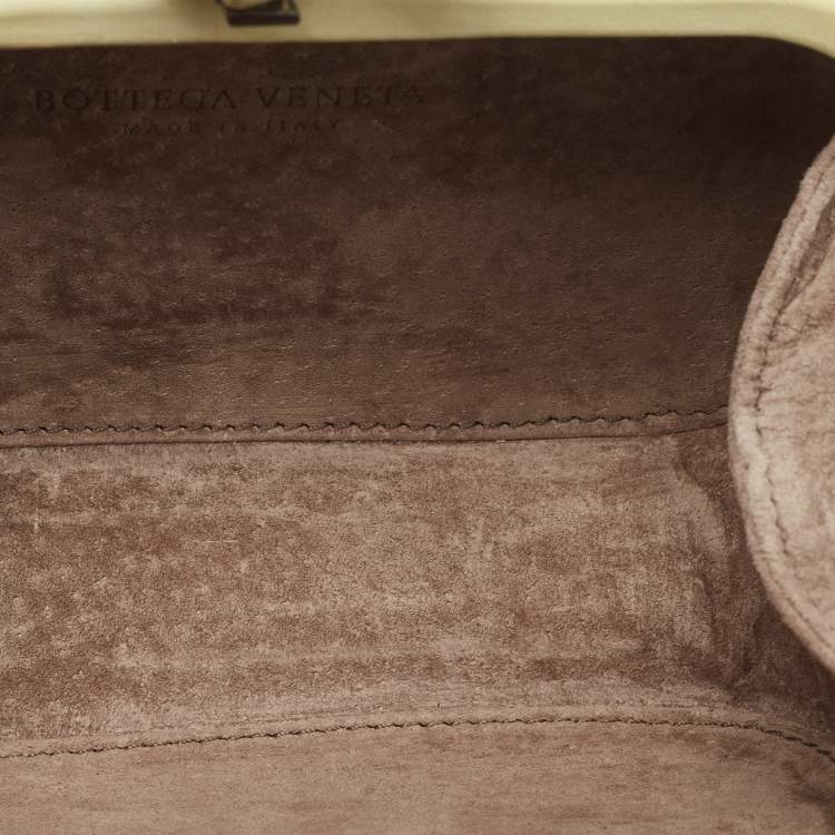 Pre Owned Bottega Veneta Lemon Yellow Leather Knot Clutch