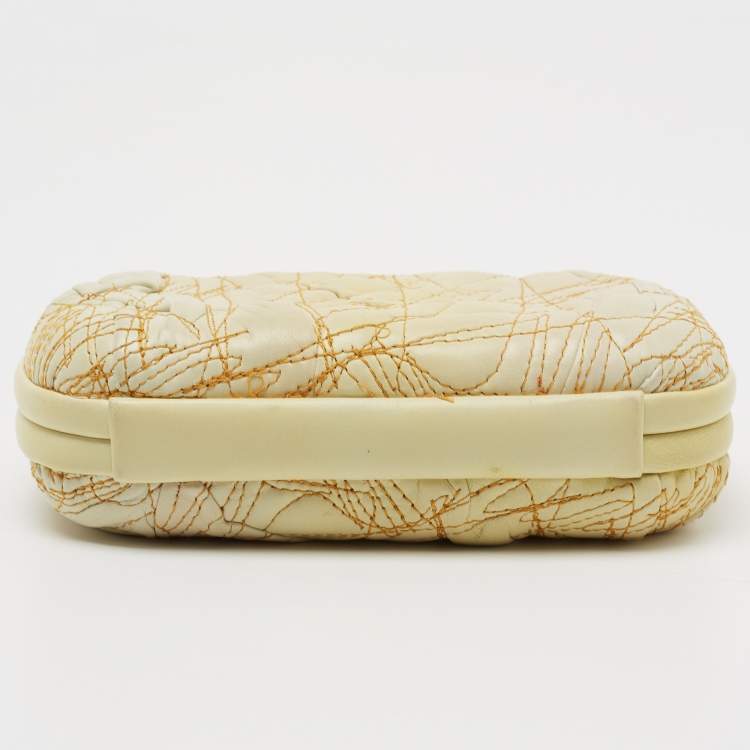 Pre Owned Bottega Veneta Lemon Yellow Leather Knot Clutch