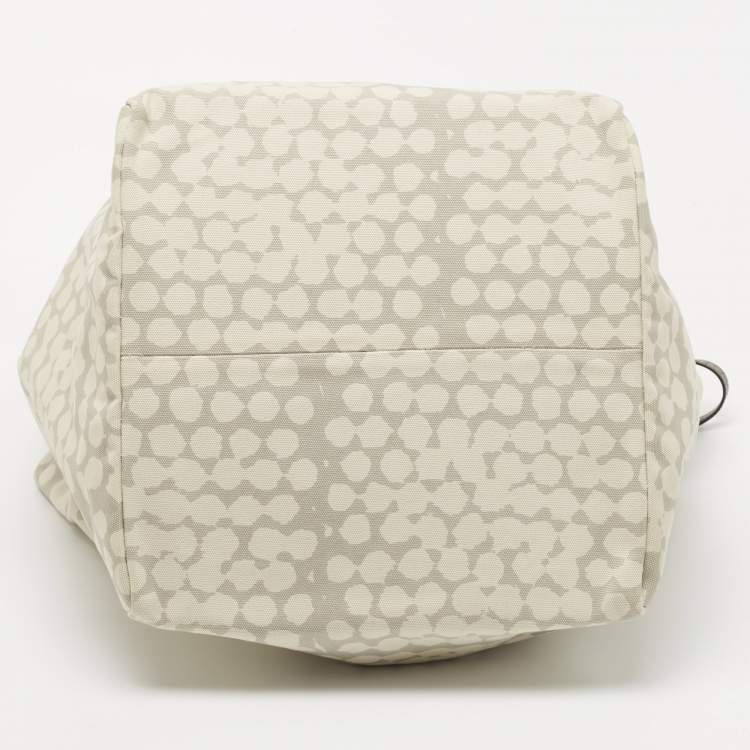 Pre Owned Bottega Veneta Cream/Grey Canvas Maxi All Over Tote