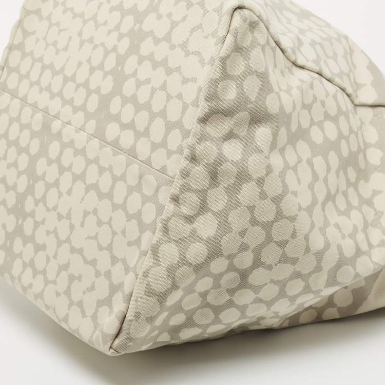 Pre Owned Bottega Veneta Cream/Grey Canvas Maxi All Over Tote
