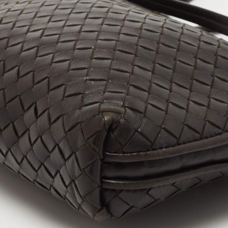 Pre Owned Bottega Veneta Dark Brown Intrecciato Leather Nodini Shoulder Bag