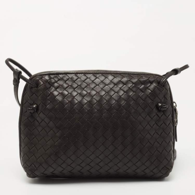 Pre Owned Bottega Veneta Dark Brown Intrecciato Leather Nodini Shoulder Bag