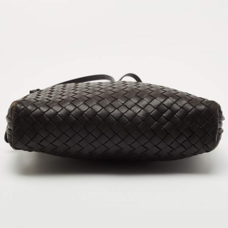Pre Owned Bottega Veneta Dark Brown Intrecciato Leather Nodini Shoulder Bag