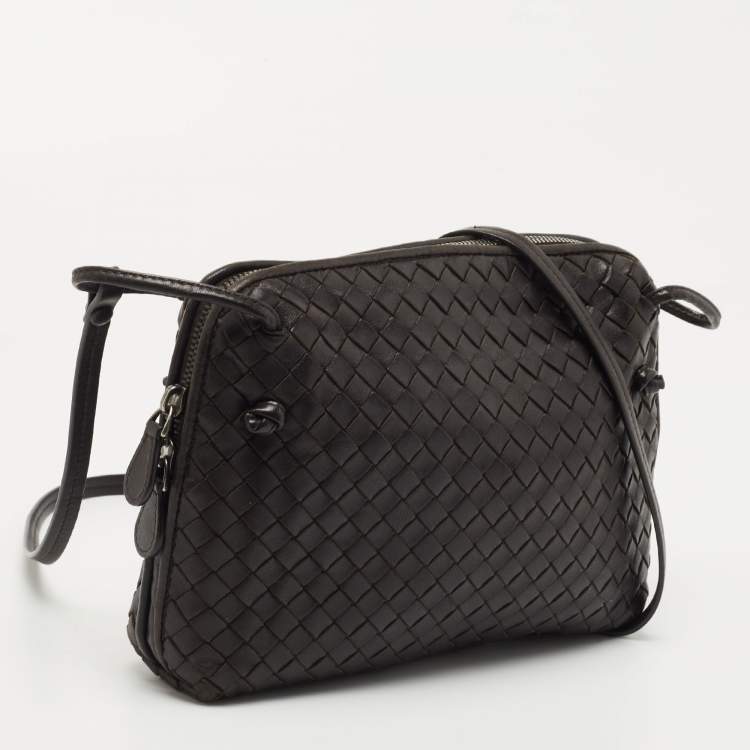 Pre Owned Bottega Veneta Dark Brown Intrecciato Leather Nodini Shoulder Bag