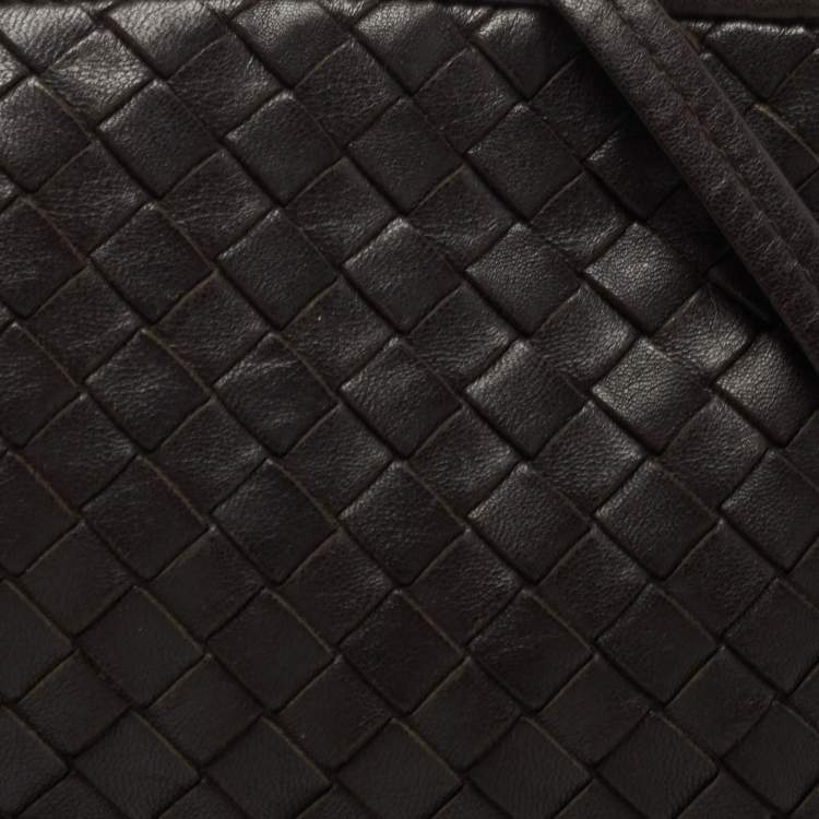 Pre Owned Bottega Veneta Dark Brown Intrecciato Leather Nodini Shoulder Bag