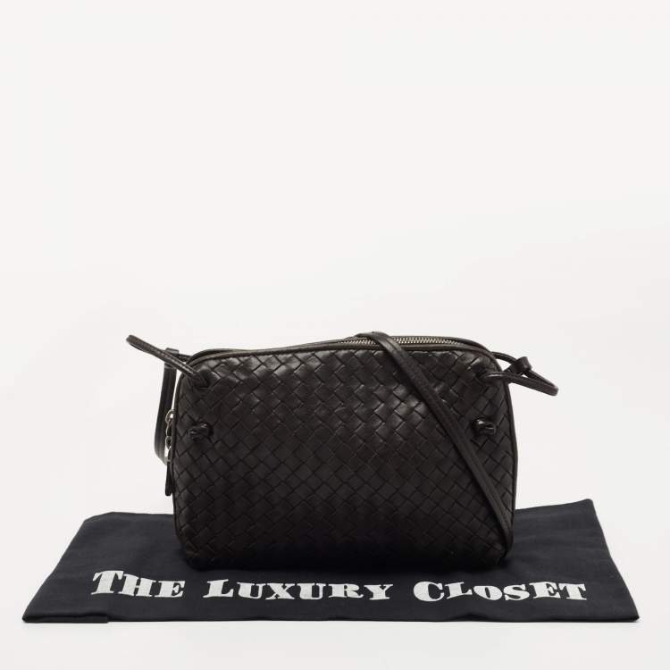 Pre Owned Bottega Veneta Dark Brown Intrecciato Leather Nodini Shoulder Bag