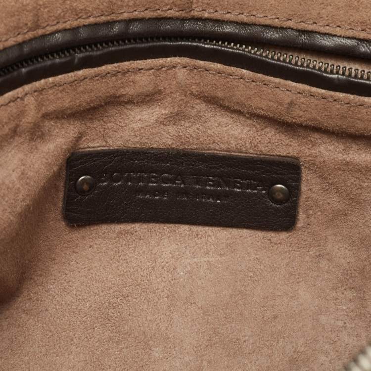 Pre Owned Bottega Veneta Dark Brown Intrecciato Leather Nodini Shoulder Bag