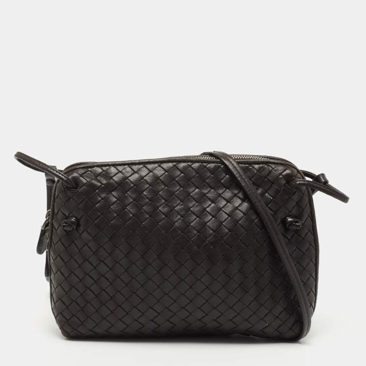 Pre Owned Bottega Veneta Dark Brown Intrecciato Leather Nodini Shoulder Bag