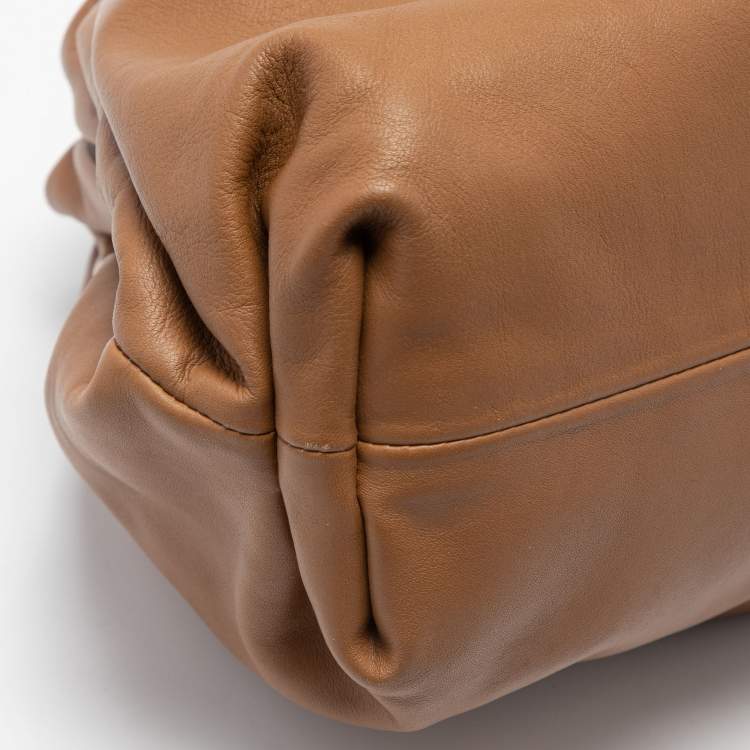 Pre Owned Bottega Veneta Brown Leather Teen Pouch Clutch