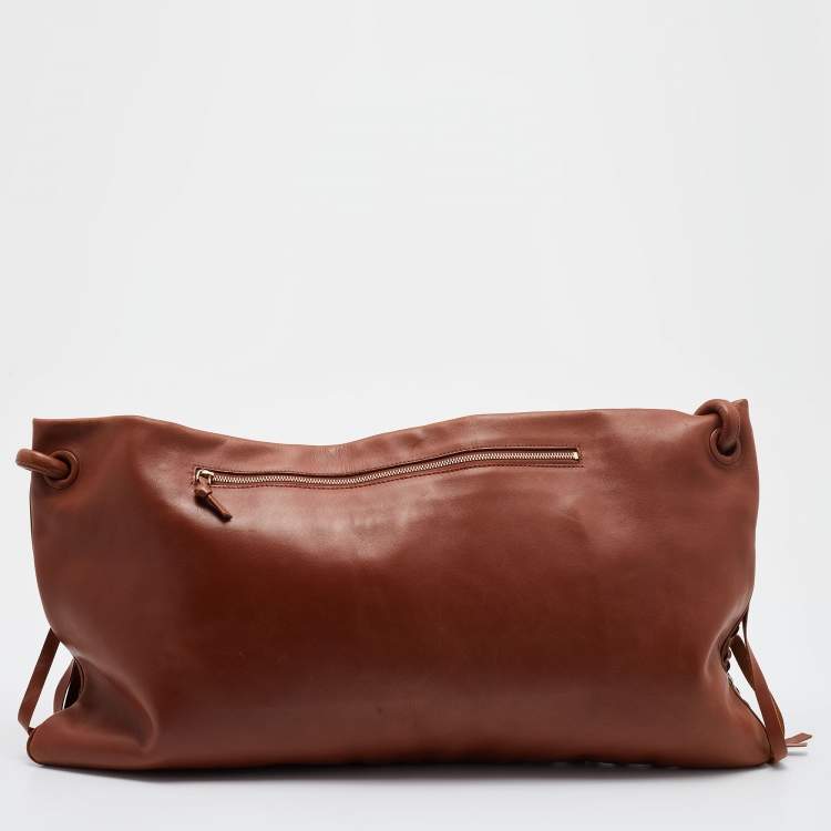 Pre Owned Bottega Veneta Brown Intrecciato Leather Fringe Shoulder Bag