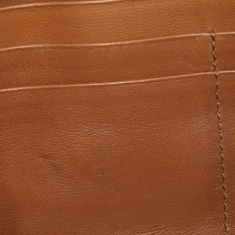 Pre Owned Bottega Veneta Brown Intrecciato Leather Zip Around Wallet 