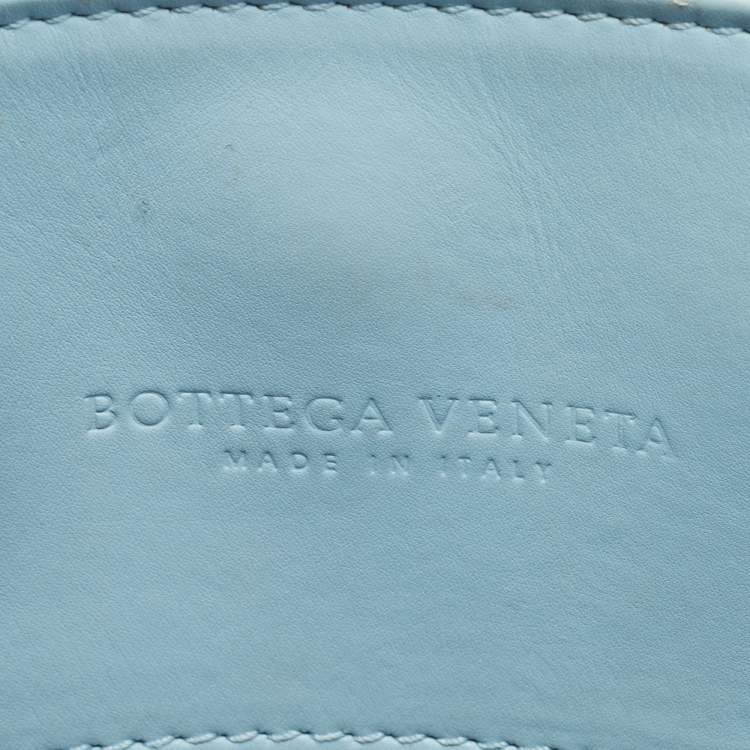 Pre Owned Bottega Veneta Blue Intrecciato Leather Small Roma Tote